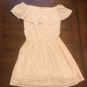 White off the shoulder eyelet dress